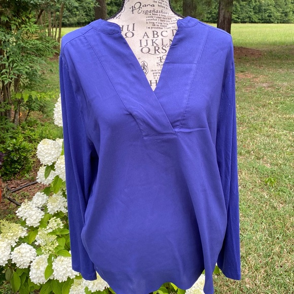 Chico's Tops - Chico’s Blue V-Neck Longsleeve Shirt,EUC